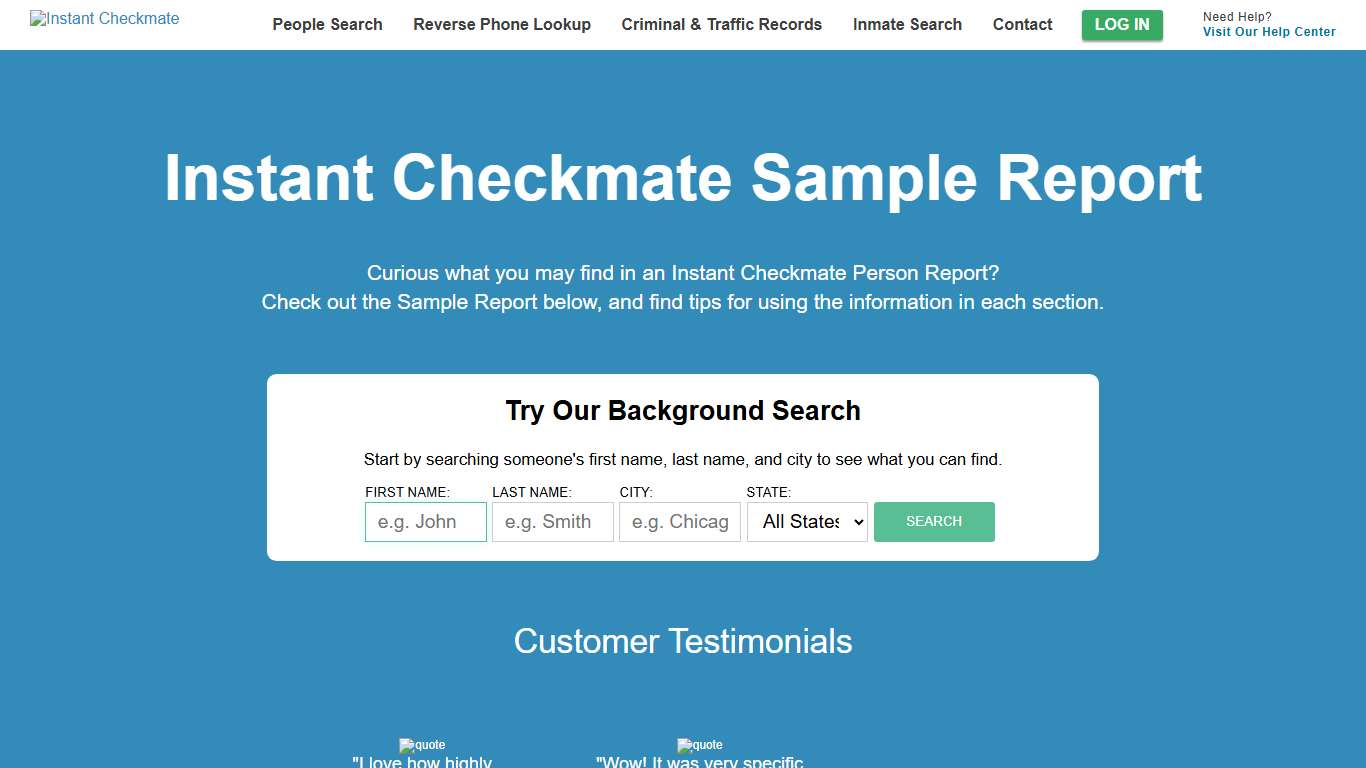 Sample Instant Checkmate Report (2025 Updated)